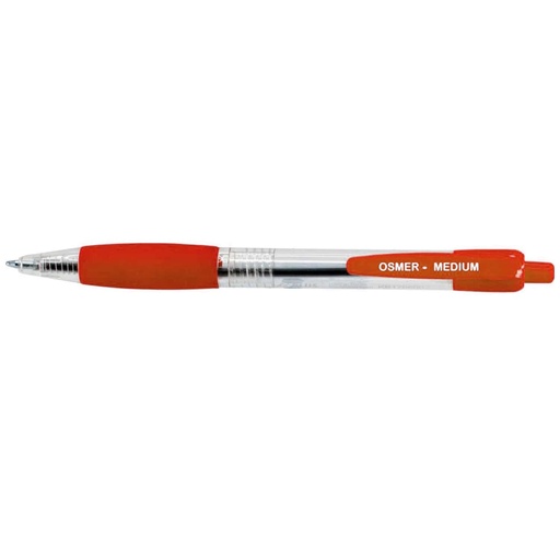 [PNO0045] Osmer Retractable Ballpoint Pen Medium Red – Box of 12 (ShopBag)