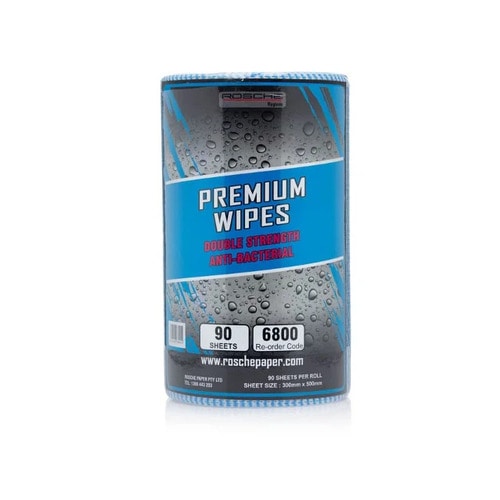 [CLE3065] Rosche Premium Antibacterial Cleaning Wipes Roll – Blue, 45m / 90 Sheets (Shop Bag)