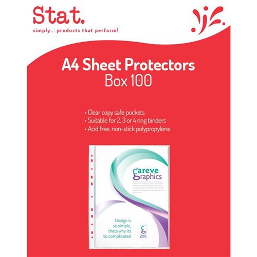 Stat Sheet Protectors A4 - Light Weight - Clear (Box of 100)