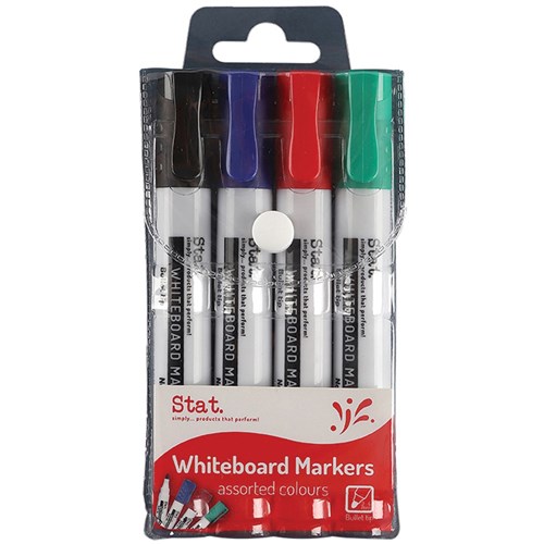 Stat Whiteboard Marker Bullet 2.0mm Assorted (Wallet of 4)