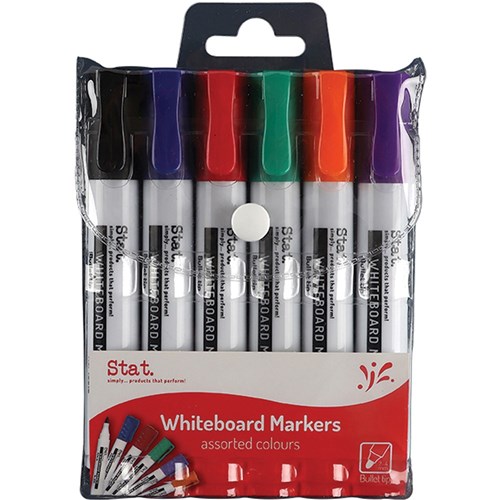 Stat Whiteboard Marker Bullet 2.0mm Assorted (Wallet of 6)