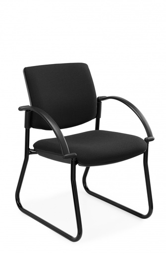 Venice Linea Sled Base Visitor Chair with Arms (Materialised Aboriginal Fabric)