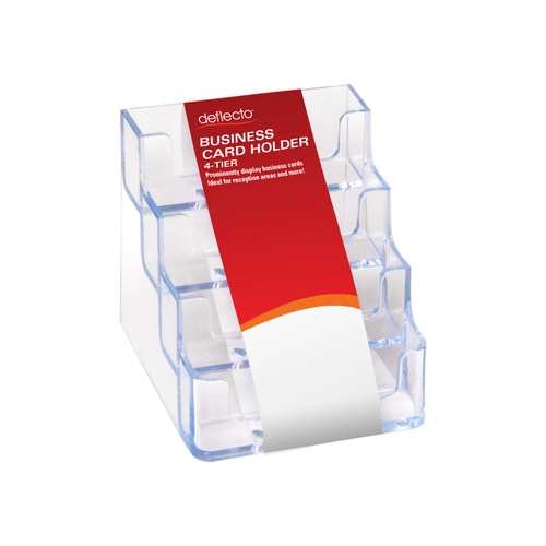 [BUS0034] Deflecto Business Card Holder – 4 Tier 4 Compartment Clear