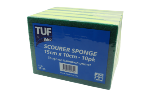 [18112] TUF SCOUR SPONGE GREEN 15 X 10 CM