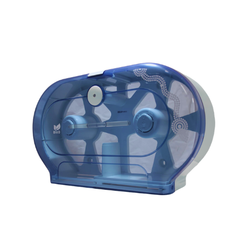 [BIOD595] TRANSPARENT DOUBLE JUMBO TOILET TISSUE DISPENSER (MAX ROLL DIA 19CM)
