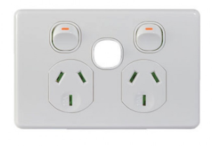 [PUPPSWX2G] Trader Puma 2 Gang Switched Power Point with Extra Switch – 10A 250V (Kimaka)