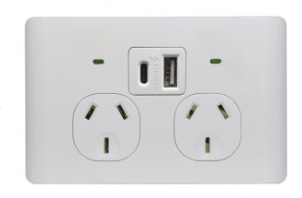 [LEPP2USBAU] Trader Leopard 2 Gang Auto-Switched Power Point with Dual USB-A & USB-C (Kimaka)
