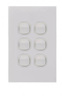 [CLSWV6GMW] Trader Clouded Leopard 6 Gang Vertical Switch – Matt White (Kimaka)