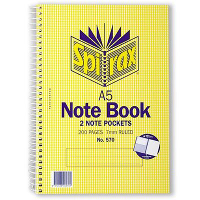 Spirax 570 A5 Notebook – 200 Page, 7mm Ruled (Pack of 5)