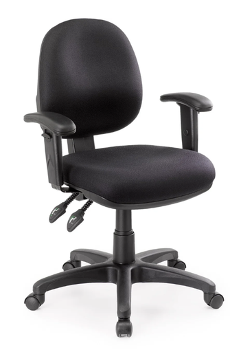 Delta - Manual Mid Back, Ergonomic Office Chair, 3-Lever Control (Black Fabric) with Arms