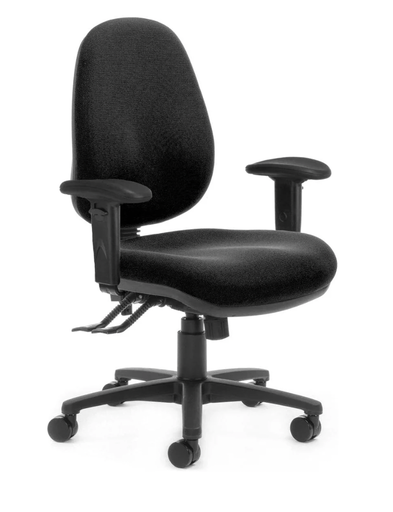 Delta - Manual High Back Ergonomic Office Chair (Black) With Arms