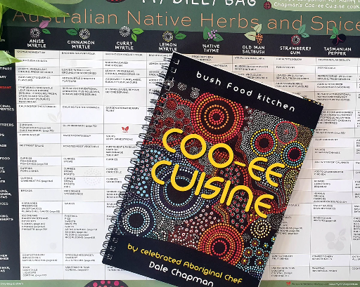 Coo‑ee Cuisine – Bush Food Kitchen Recipe Book by Aunty Dale Chapman (A5 spiral-bound, approx. 97 pages)