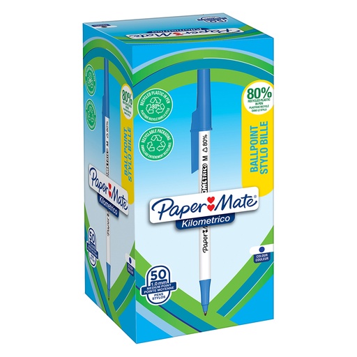 [10245] Paper Mate Kilometrico Ballpoint Pen 1.0 mm – Blue (Box of 50)
