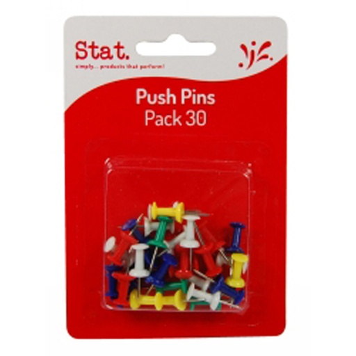 [05268] Stat Push Pins – Assorted Colours (Pack of 30)