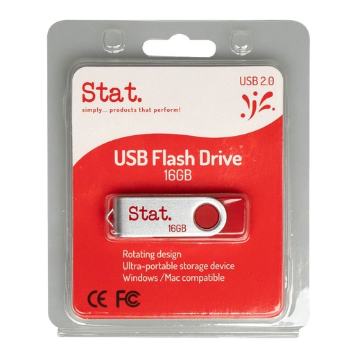 [GN71672] Stat 16GB USB 2.0 Drive – Rotating Silver