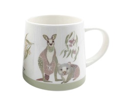 [CH_0490] URBAN FB ROO WOMBAT 400ML CERAMIC MUG W/ HANDLE COFFEE/TEA DRINKWARE GREY/GREEN